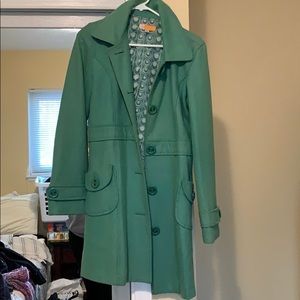 Green fitted pea coat